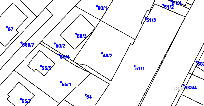 Parcela st. 49/2 v KÚ Šlovice u Plzně, Katastrální mapa