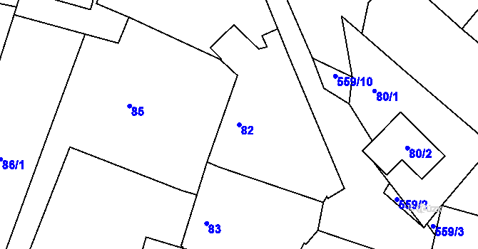 Parcela st. 82 v KÚ Šlovice u Plzně, Katastrální mapa