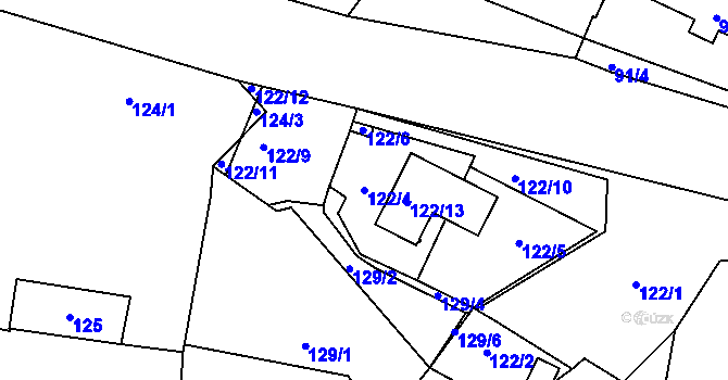 Parcela st. 122/4 v KÚ Šlovice u Plzně, Katastrální mapa