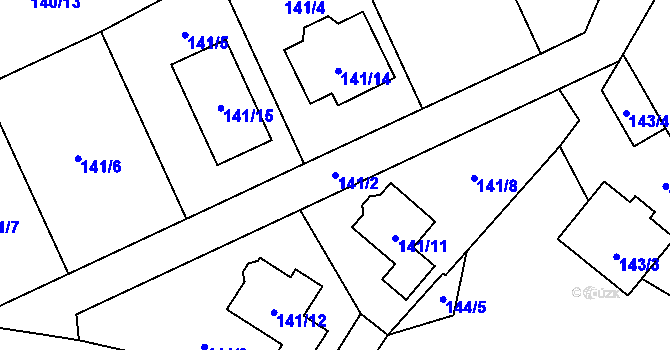 Parcela st. 141/2 v KÚ Šlovice u Plzně, Katastrální mapa