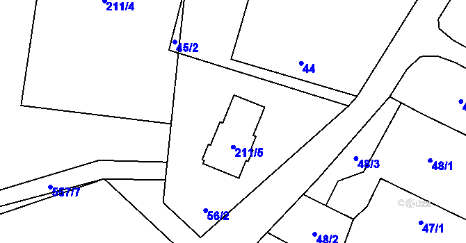 Parcela st. 211/3 v KÚ Šlovice u Plzně, Katastrální mapa