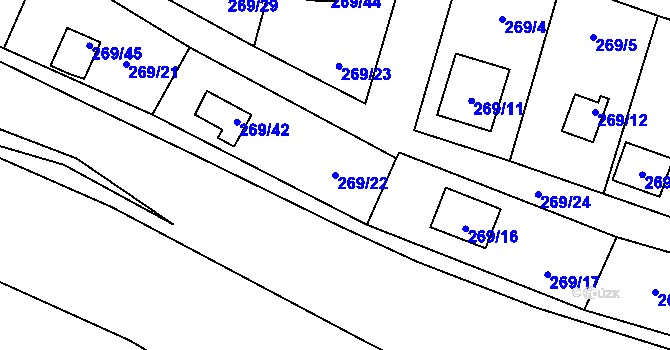 Parcela st. 269/22 v KÚ Šlovice u Plzně, Katastrální mapa