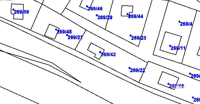 Parcela st. 269/42 v KÚ Šlovice u Plzně, Katastrální mapa