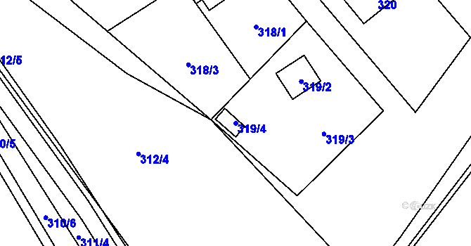 Parcela st. 319/4 v KÚ Šlovice u Plzně, Katastrální mapa