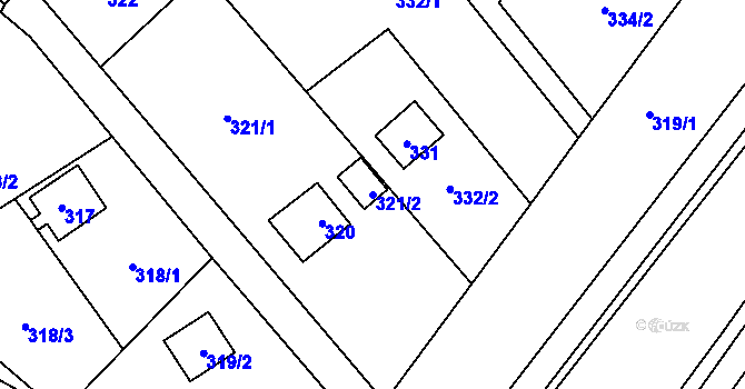 Parcela st. 321/2 v KÚ Šlovice u Plzně, Katastrální mapa