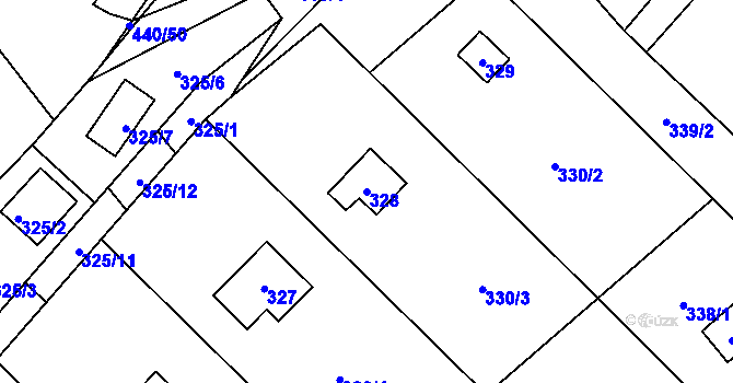 Parcela st. 328 v KÚ Šlovice u Plzně, Katastrální mapa
