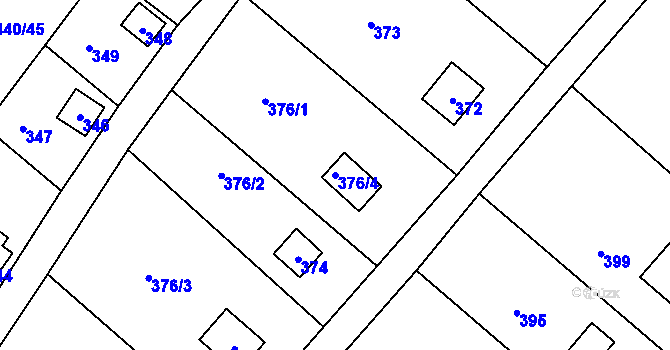 Parcela st. 376/4 v KÚ Šlovice u Plzně, Katastrální mapa