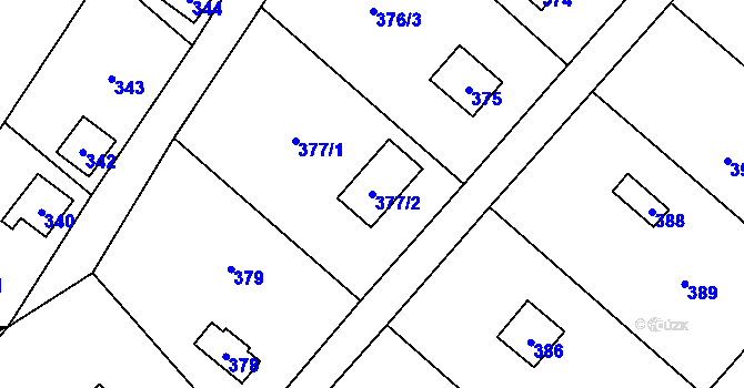 Parcela st. 377/2 v KÚ Šlovice u Plzně, Katastrální mapa
