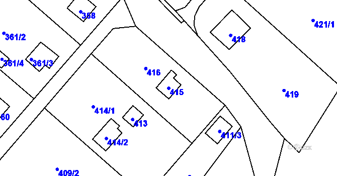 Parcela st. 415 v KÚ Šlovice u Plzně, Katastrální mapa