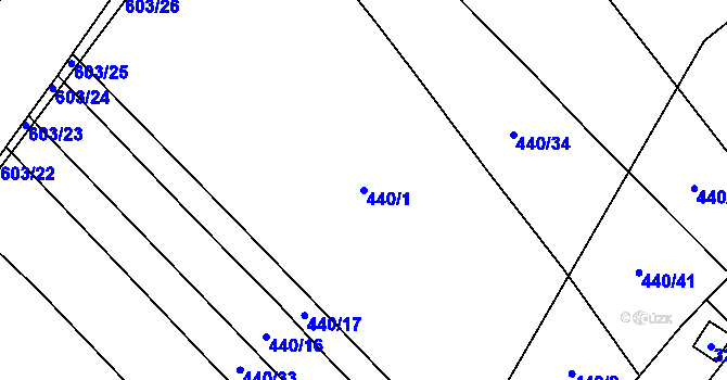 Parcela st. 440/1 v KÚ Šlovice u Plzně, Katastrální mapa
