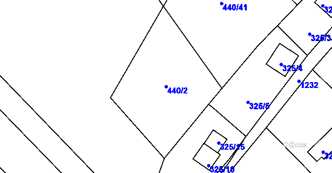 Parcela st. 440/2 v KÚ Šlovice u Plzně, Katastrální mapa