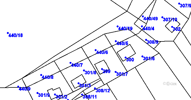 Parcela st. 440/6 v KÚ Šlovice u Plzně, Katastrální mapa