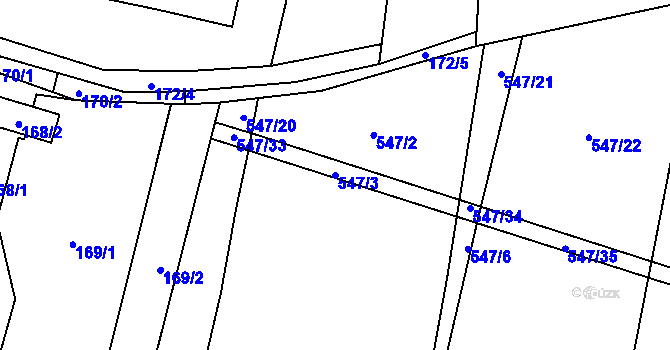 Parcela st. 547/3 v KÚ Šlovice u Plzně, Katastrální mapa