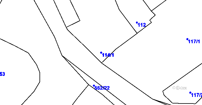 Parcela st. 114/1 v KÚ Šlovice u Plzně, Katastrální mapa