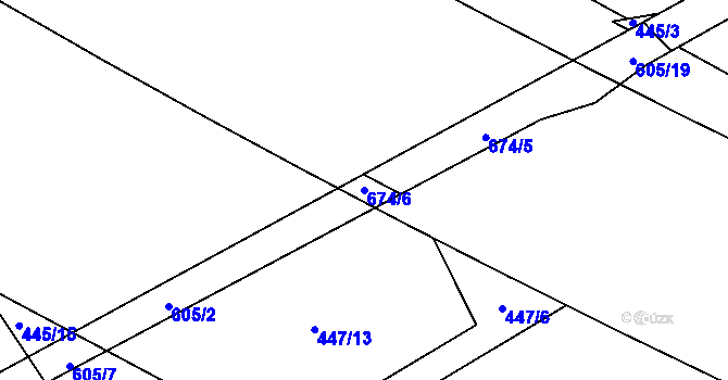 Parcela st. 674/6 v KÚ Šlovice u Plzně, Katastrální mapa