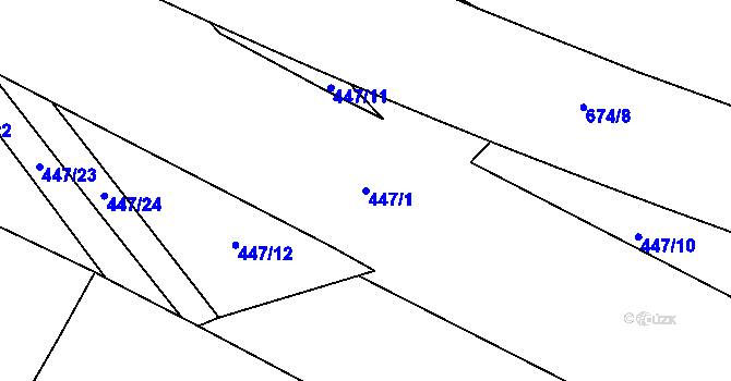 Parcela st. 447/1 v KÚ Šlovice u Plzně, Katastrální mapa