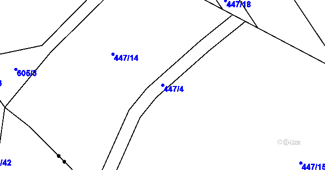 Parcela st. 447/4 v KÚ Šlovice u Plzně, Katastrální mapa
