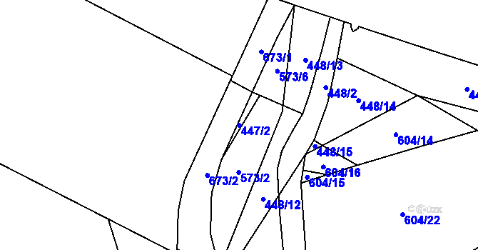 Parcela st. 447/2 v KÚ Šlovice u Plzně, Katastrální mapa