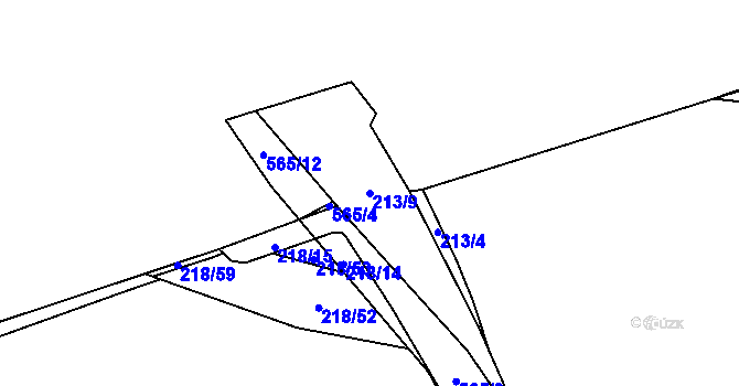 Parcela st. 213/9 v KÚ Šlovice u Plzně, Katastrální mapa