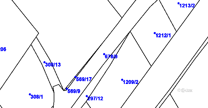 Parcela st. 678/9 v KÚ Šlovice u Plzně, Katastrální mapa