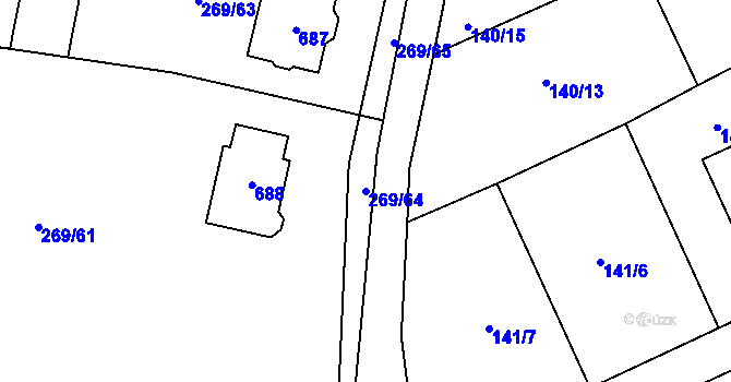 Parcela st. 269/64 v KÚ Šlovice u Plzně, Katastrální mapa