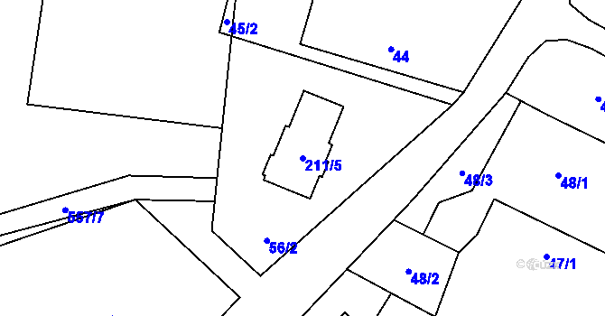 Parcela st. 211/5 v KÚ Šlovice u Plzně, Katastrální mapa