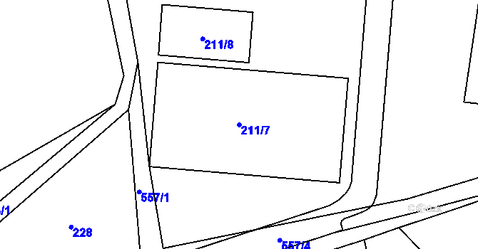 Parcela st. 211/7 v KÚ Šlovice u Plzně, Katastrální mapa