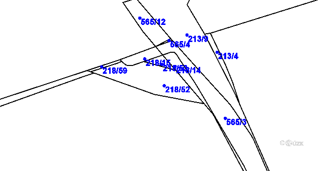 Parcela st. 218/52 v KÚ Šlovice u Plzně, Katastrální mapa