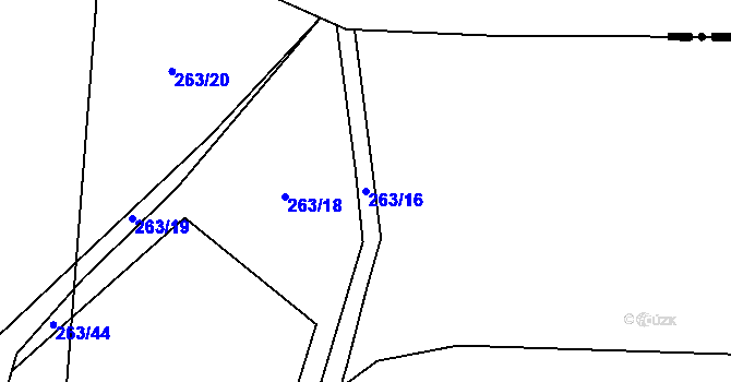 Parcela st. 263/16 v KÚ Šlovice u Plzně, Katastrální mapa