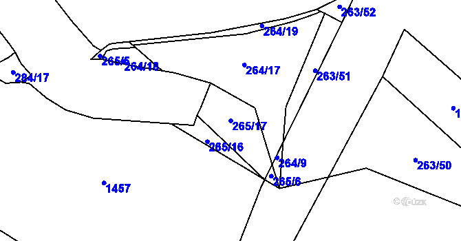 Parcela st. 265/17 v KÚ Šlovice u Plzně, Katastrální mapa