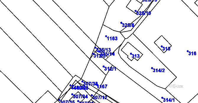 Parcela st. 325/14 v KÚ Šlovice u Plzně, Katastrální mapa