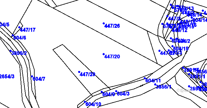 Parcela st. 447/20 v KÚ Šlovice u Plzně, Katastrální mapa