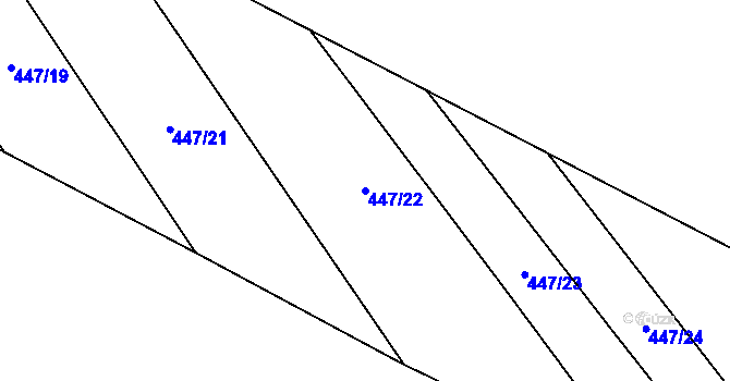 Parcela st. 447/22 v KÚ Šlovice u Plzně, Katastrální mapa