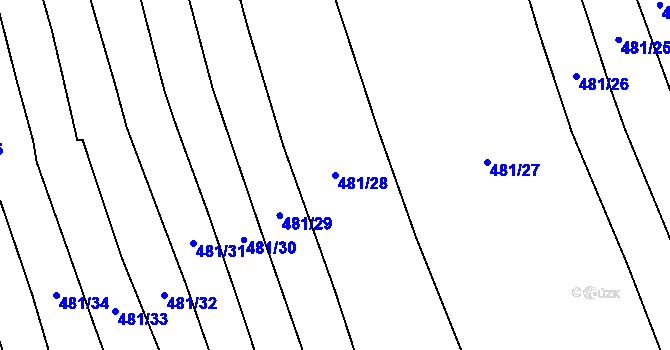 Parcela st. 481/28 v KÚ Šlovice u Plzně, Katastrální mapa
