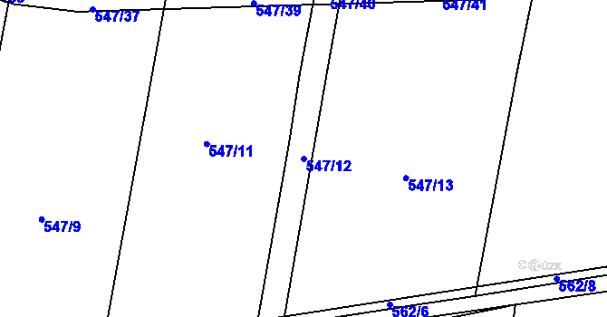 Parcela st. 547/12 v KÚ Šlovice u Plzně, Katastrální mapa