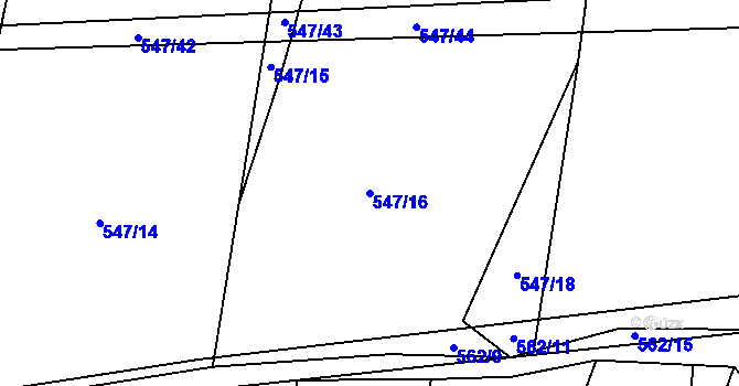 Parcela st. 547/16 v KÚ Šlovice u Plzně, Katastrální mapa