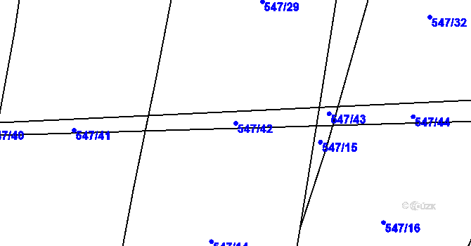 Parcela st. 547/42 v KÚ Šlovice u Plzně, Katastrální mapa