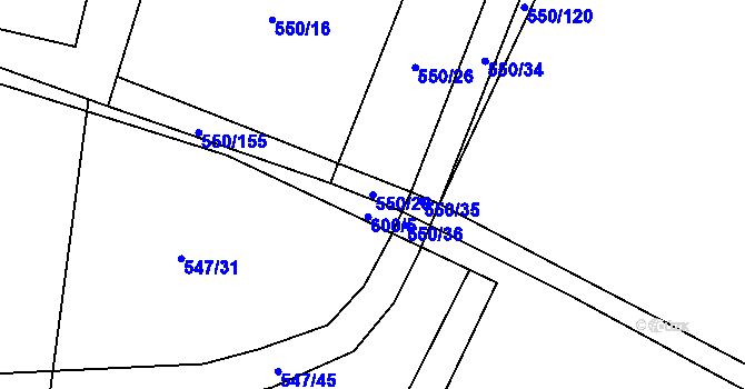 Parcela st. 550/28 v KÚ Šlovice u Plzně, Katastrální mapa