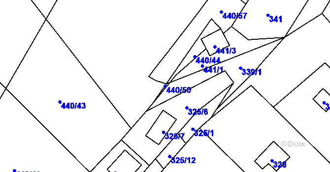 Parcela st. 440/50 v KÚ Šlovice u Plzně, Katastrální mapa