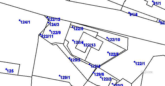 Parcela st. 122/13 v KÚ Šlovice u Plzně, Katastrální mapa