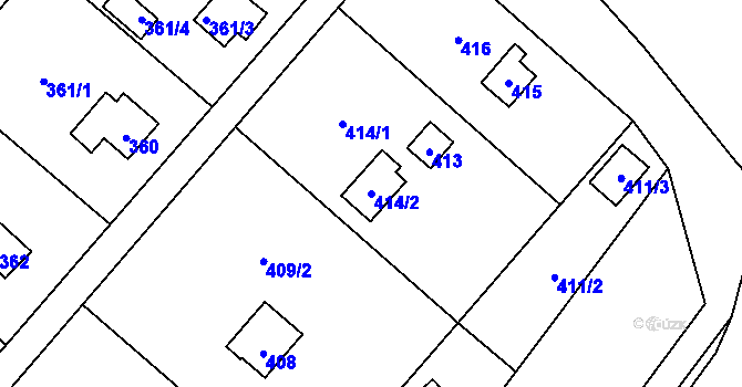 Parcela st. 414/2 v KÚ Šlovice u Plzně, Katastrální mapa