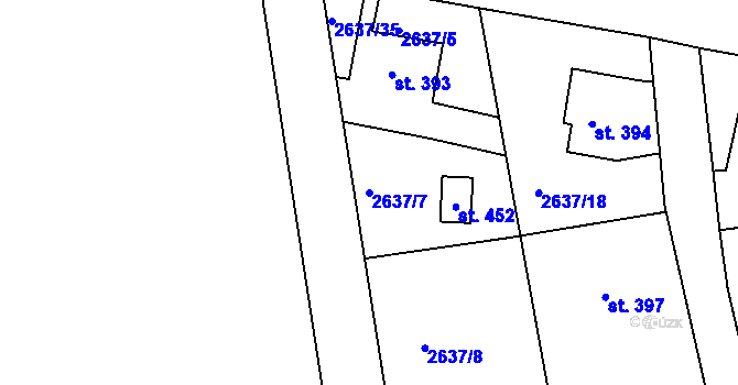 Parcela st. 2637/7 v KÚ Císařský, Katastrální mapa