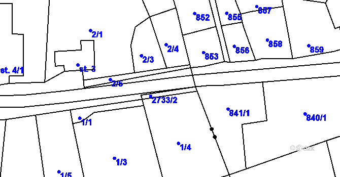Parcela st. 2733/3 v KÚ Císařský, Katastrální mapa