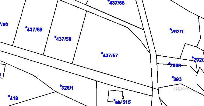 Parcela st. 437/57 v KÚ Císařský, Katastrální mapa