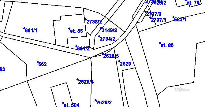 Parcela st. 2628/5 v KÚ Císařský, Katastrální mapa