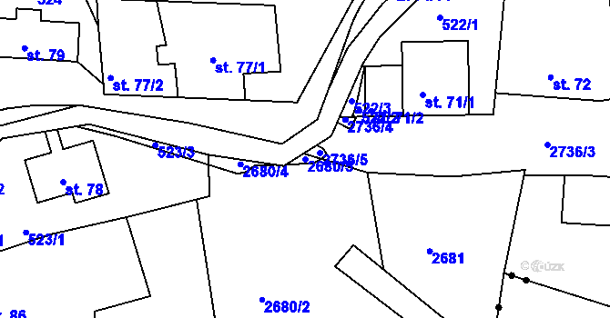 Parcela st. 2680/5 v KÚ Císařský, Katastrální mapa