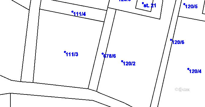 Parcela st. 678/6 v KÚ Královka, Katastrální mapa