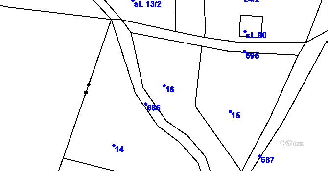 Parcela st. 16 v KÚ Královka, Katastrální mapa