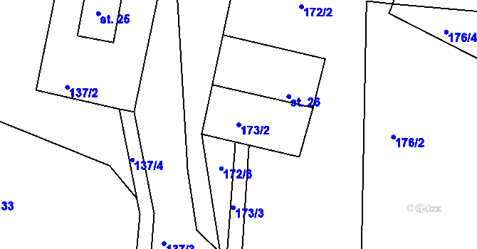 Parcela st. 173/2 v KÚ Královka, Katastrální mapa