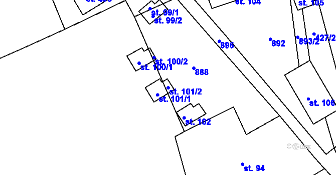 Parcela st. 101/2 v KÚ Kunratice u Šluknova, Katastrální mapa